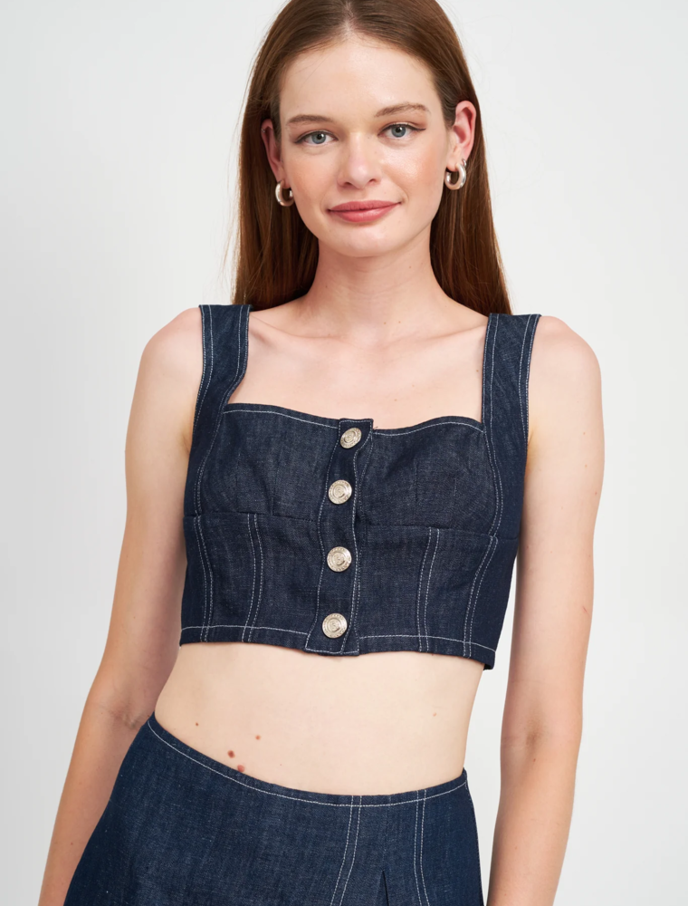 EN SAISON EN SAISON DENIM BUSTIER TOP