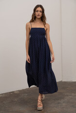 MOON RIVER MOON RIVER CUT-OUT SHIRRED MIDI DRESS