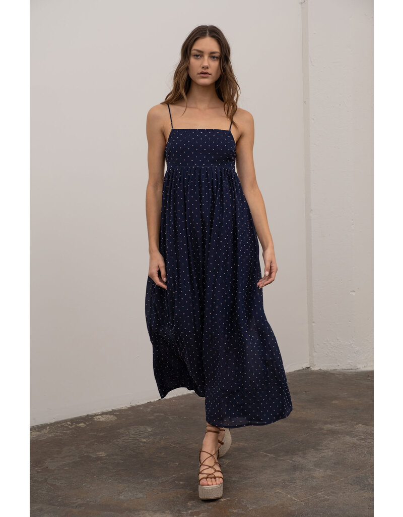 MOON RIVER MOON RIVER CUT-OUT SHIRRED MIDI DRESS