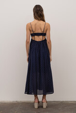 MOON RIVER MOON RIVER CUT-OUT SHIRRED MIDI DRESS