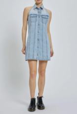 HIDDEN HALTER DENIM DRESS