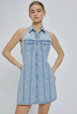 HIDDEN HALTER DENIM DRESS