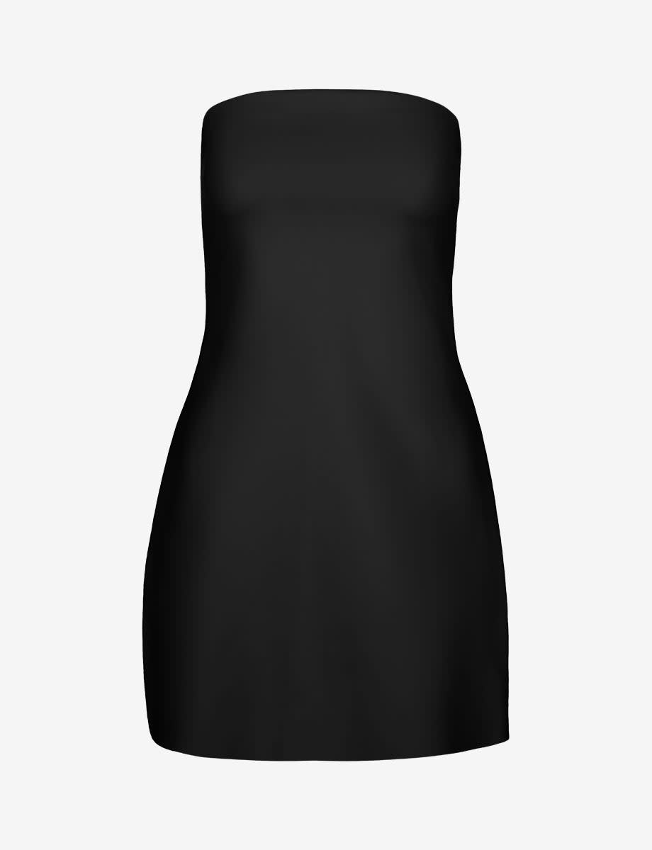 mini tube dress black Black Genuine Leather Mini Tube Dress L / Chocolate Brown