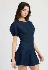 EN SAISON EN SAISON DENIM RUFFLE DRESS