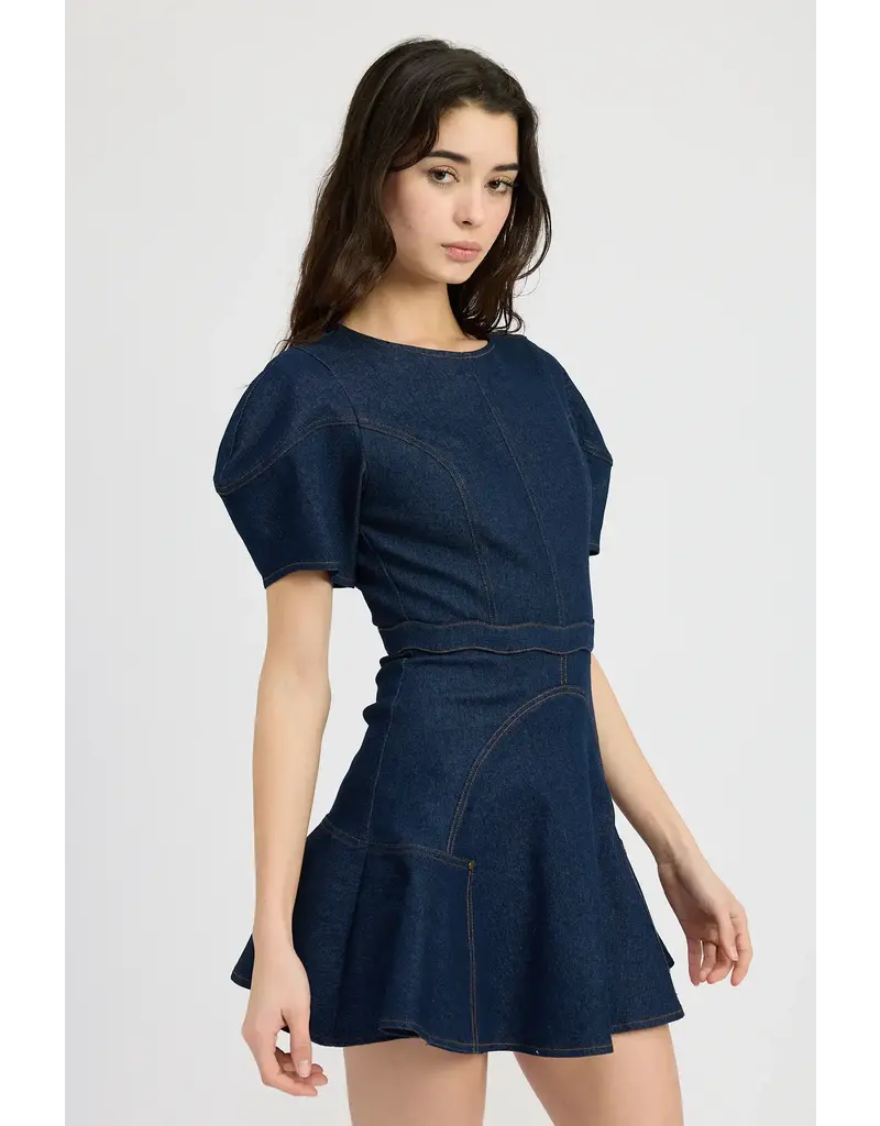 EN SAISON EN SAISON DENIM RUFFLE DRESS
