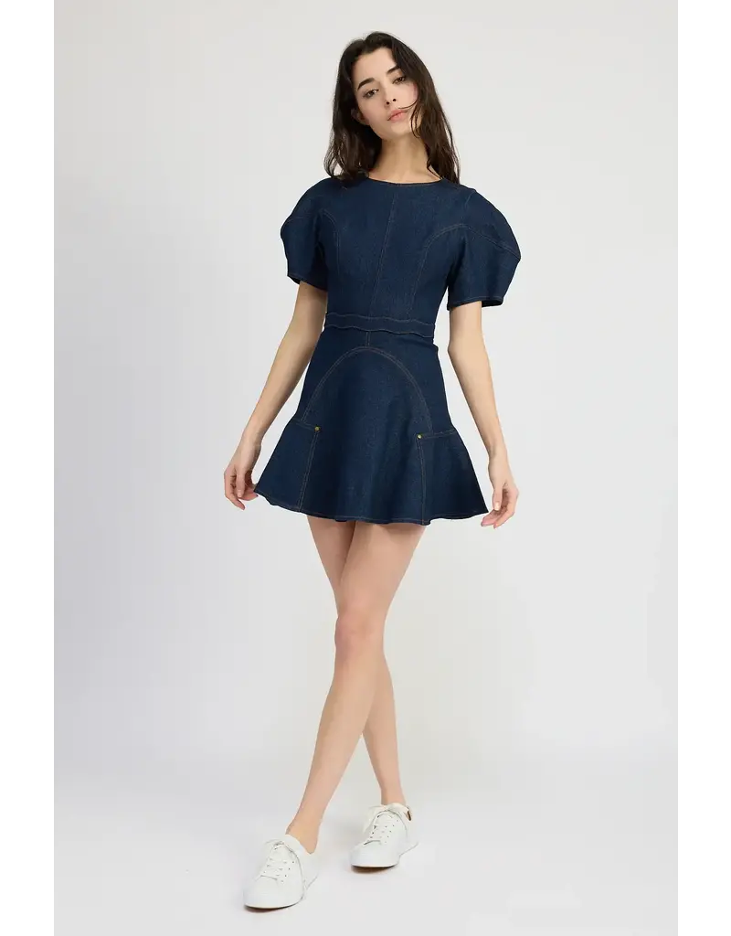EN SAISON EN SAISON DENIM RUFFLE DRESS