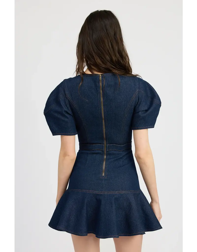 EN SAISON EN SAISON DENIM RUFFLE DRESS