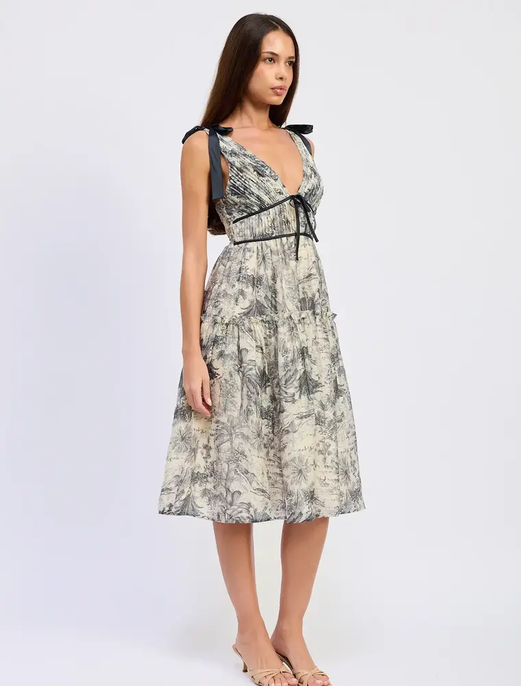 EN SAISON EN SAISON PLEATED MIDI DRESS