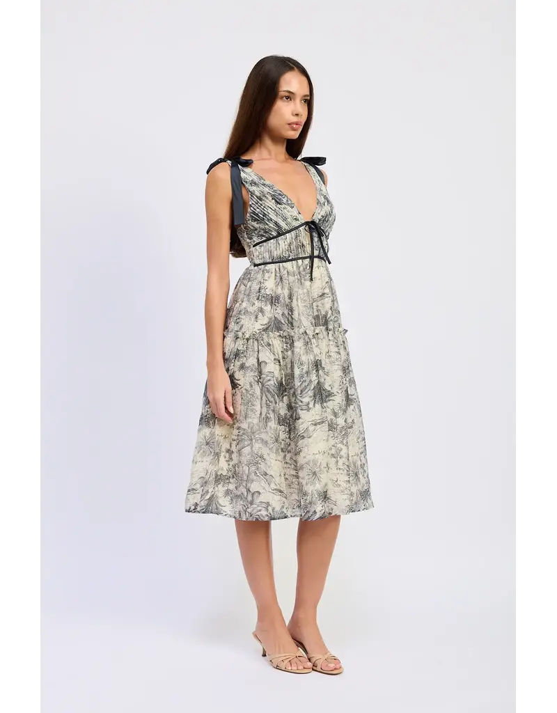 EN SAISON EN SAISON PLEATED MIDI DRESS