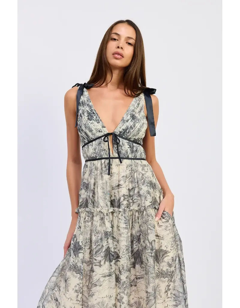 EN SAISON EN SAISON PLEATED MIDI DRESS
