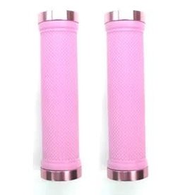 Trigram Lock-On Dual Clamp Grips 130mm Pink with Pink Clamps