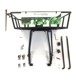 FRONT RACK with Fixed Basket, Heavy Duty, weight limit of 10kg, Fits 26-29 er bikes, Alloy, Black