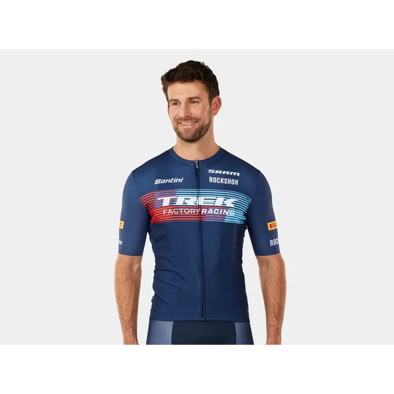 Trek Santini Trek Factory Racing Men’s Team Replica Cycling Jersey - Blue