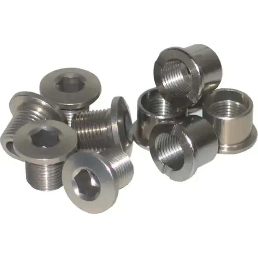 Chainring Bolt Kits - Strong, Road Screw For Double (5 Arms), Steel, Silver, - Pack 5 Pce (Per Set)