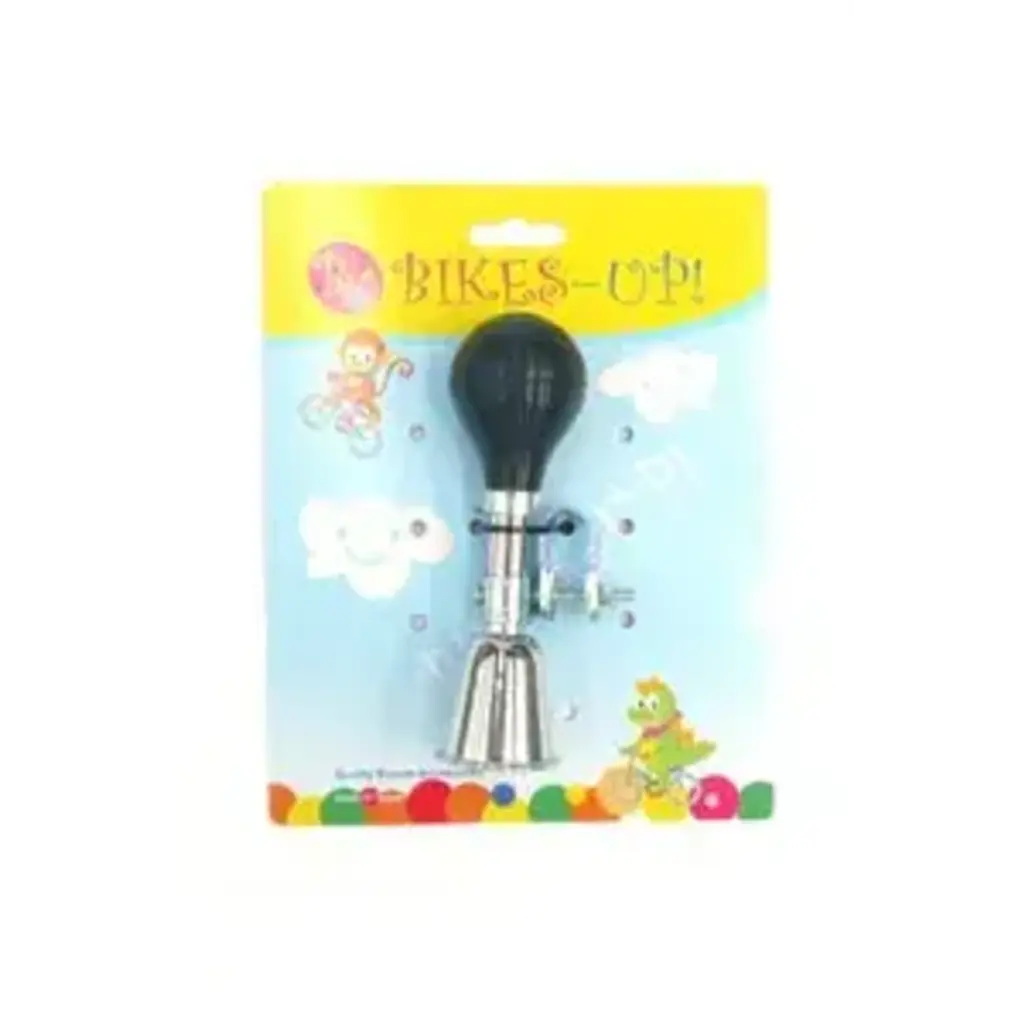 Bikes-up AIR HORN 15cm Long Silver With Black Rubber Bulb