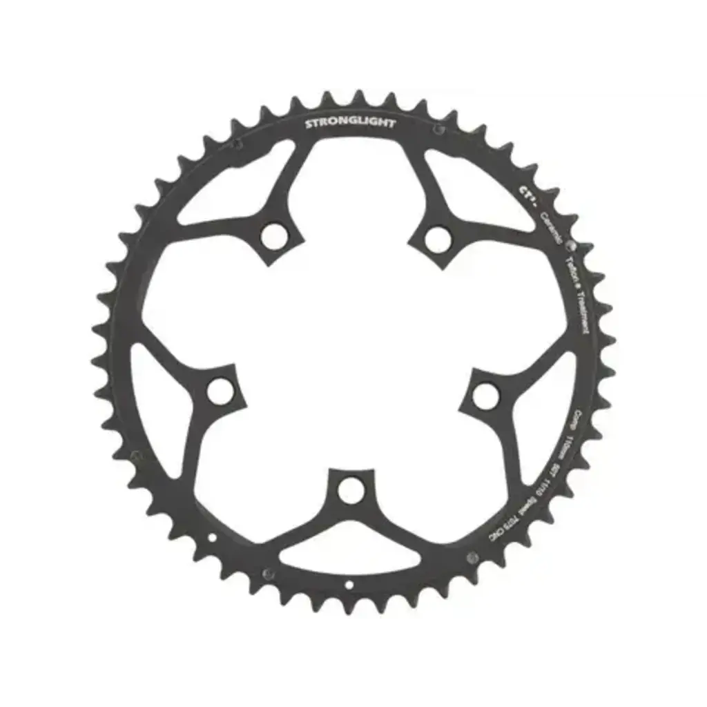 Chainring - Road "Stronglight", 50T, 7075 CNC Black CT2 - 110mm BCD, 5 Hole for 10/11 Spd