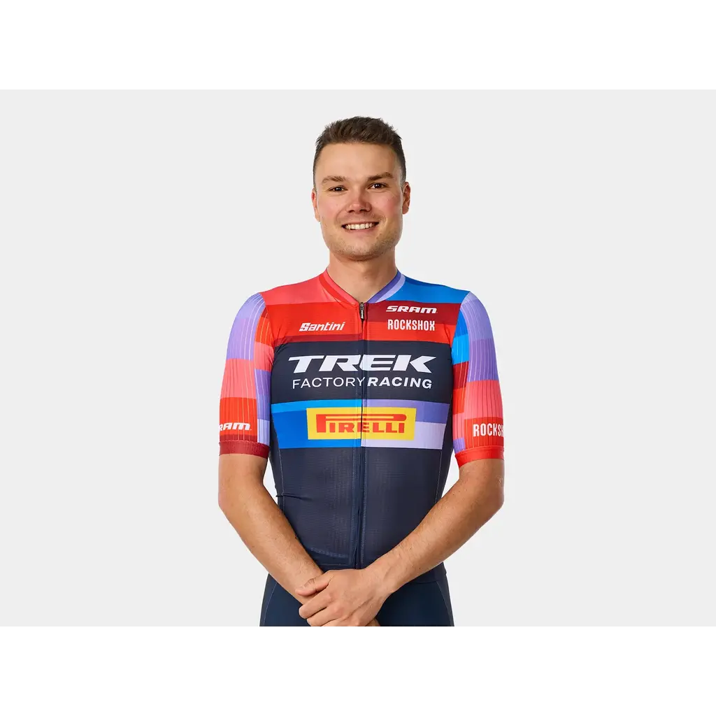 Trek Santini Trek Factory Racing Men’s Team Replica Cycling Jersey - Dark Blue