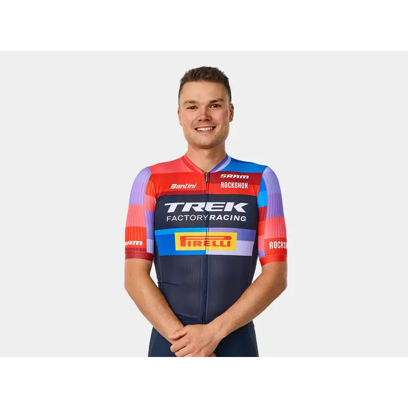 Trek Santini Trek Factory Racing Men’s Team Replica Cycling Jersey - Dark Blue