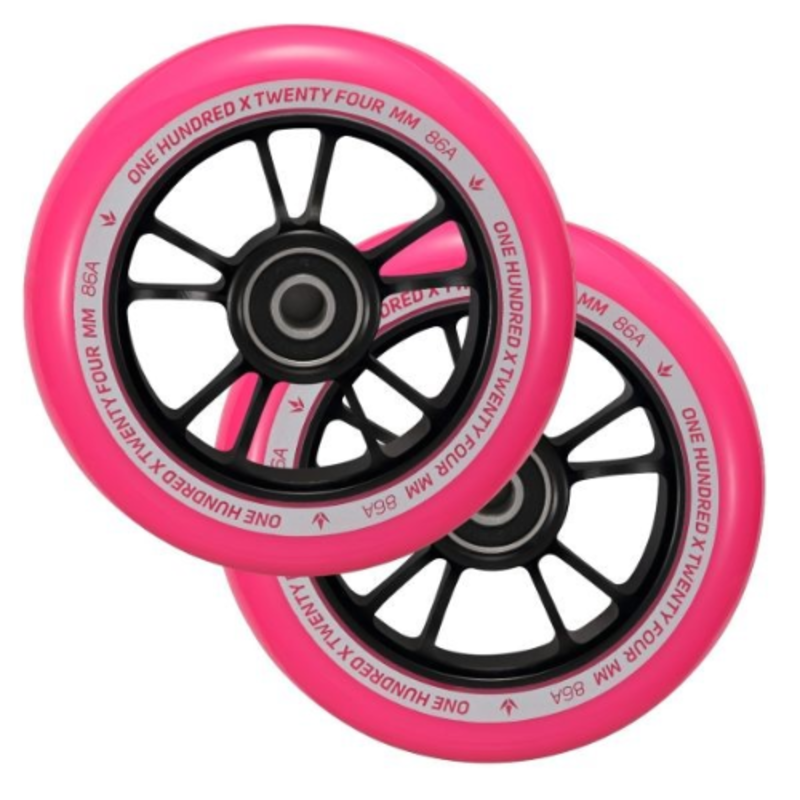 Envy Scooter Wheels 100mm, Pair -Black/Pink