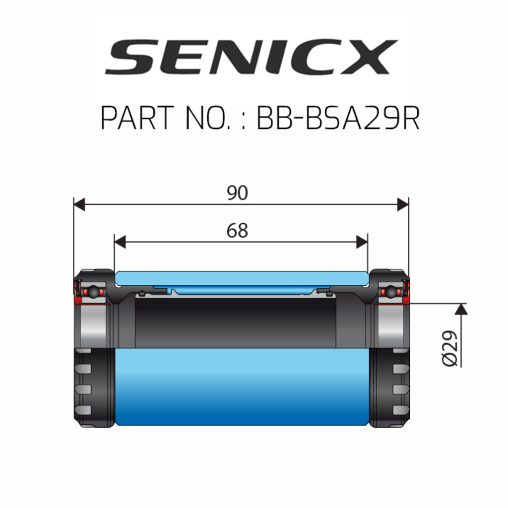 Senicx BSA Bottom Bracket ∅29 (Road-68MM)