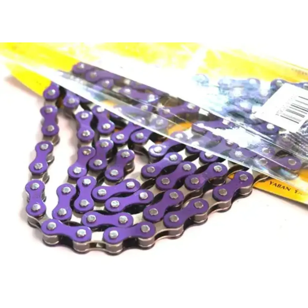 YBN CHAIN 1/2 x 1/8 x 112L, Single Speed, Nickel, Purple/Silver  (YBN S-410)