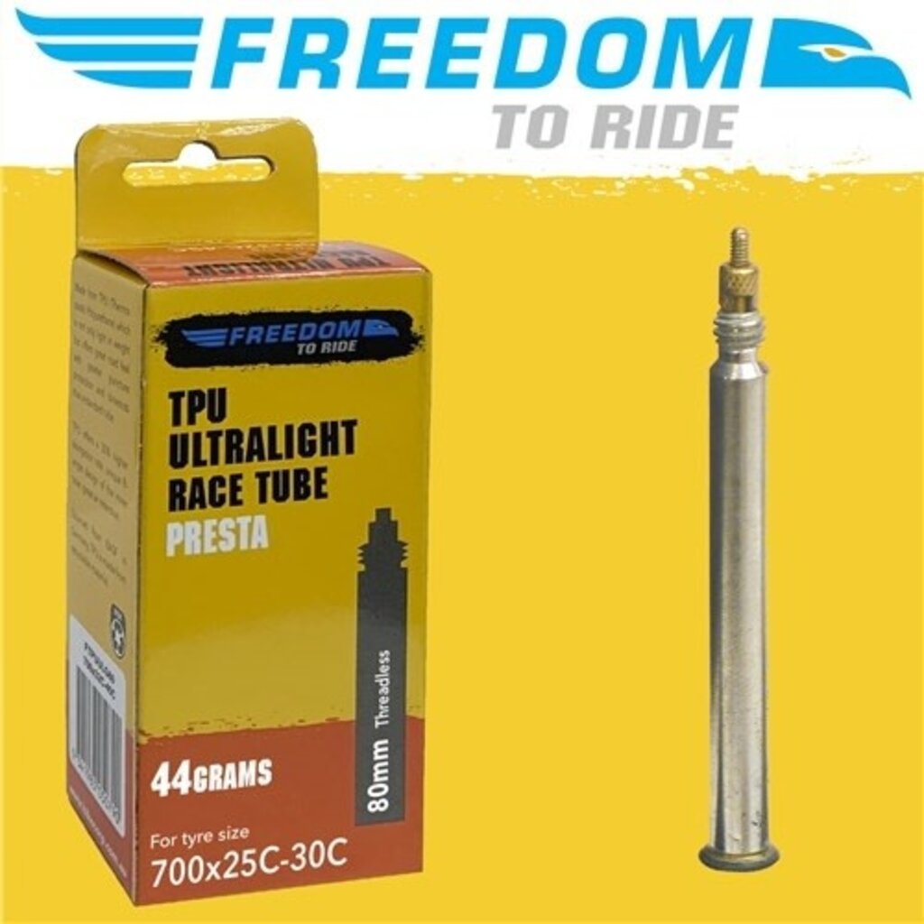 Freedom To Ride TPU Ultralight 44g Green Road Tube 700x25-30C 80mm Threadless Black Valve