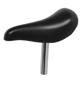 Black saddle 22.2mm x 120mm chrome seat post -  fits 12" bikes