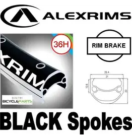 Alexrims Wheel 26" Alex DM-21 36H P/j black rim, front Q/R (100mm OLD)