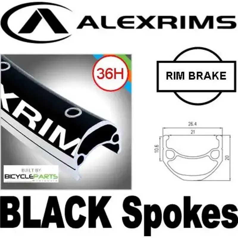 Alexrims Wheel 26" Alex DM-21 36H P/j black rim, front Q/R (100mm OLD)
