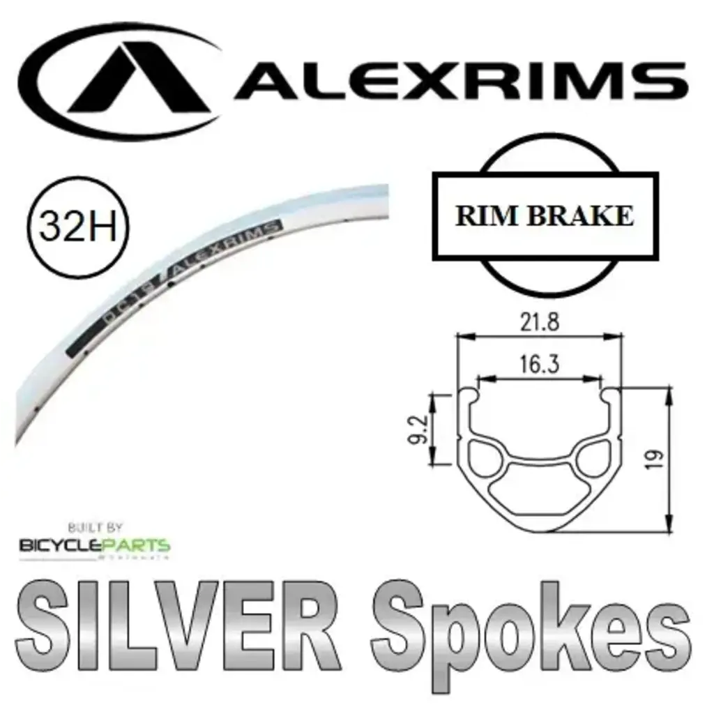 Alexrims Rear Wheel 700C/29" Alex DC19 32H P/j Silver Rim, SCREW-ON MULTI Nutted (135mm OLD) Loose Ball KK Rival Silver Hub, Mach 1 SILVER Spokes