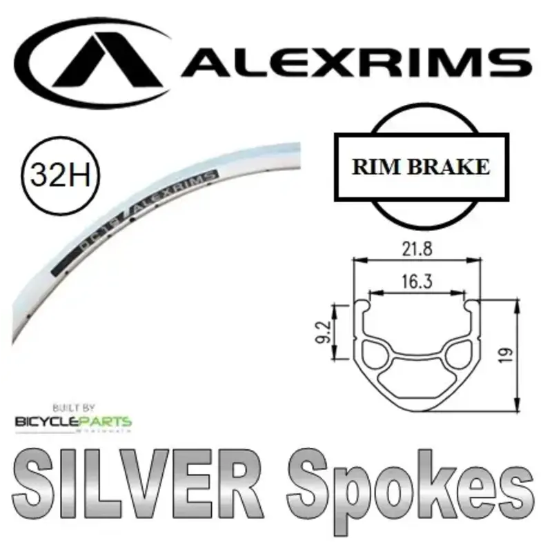 Alexrims Rear Wheel 700C/29" Alex DC19 32H P/j Silver Rim, SCREW-ON MULTI Nutted (135mm OLD) Loose Ball KK Rival Silver Hub, Mach 1 SILVER Spokes