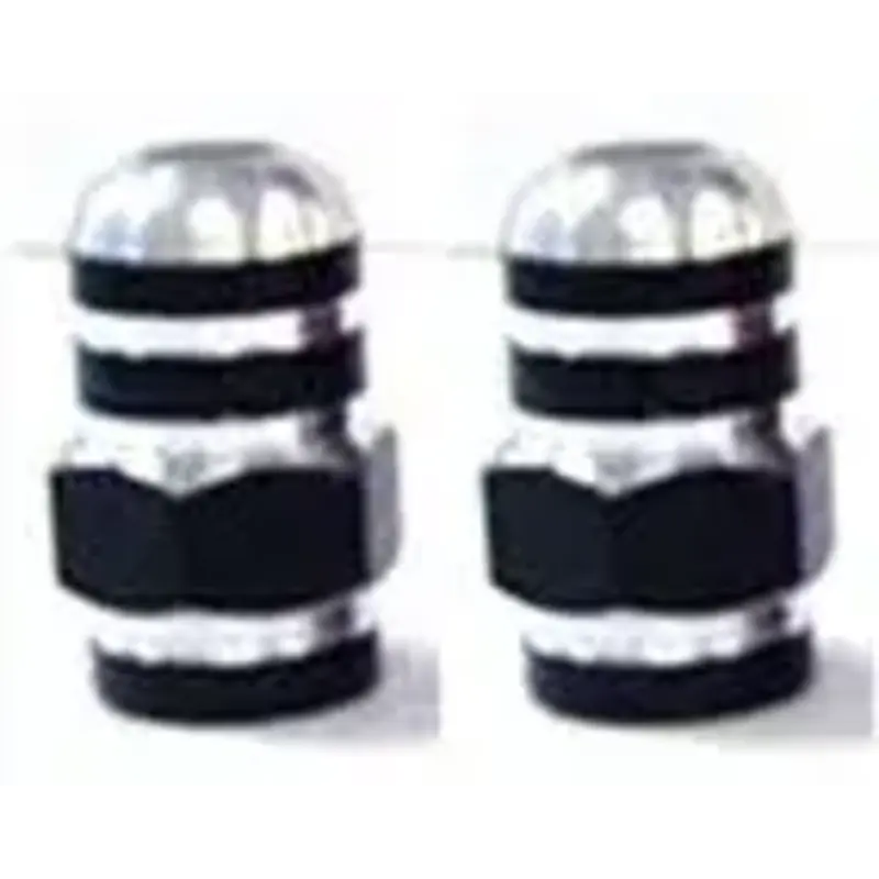 Valve Cap BLACK Alloy Nut 2pce A/V