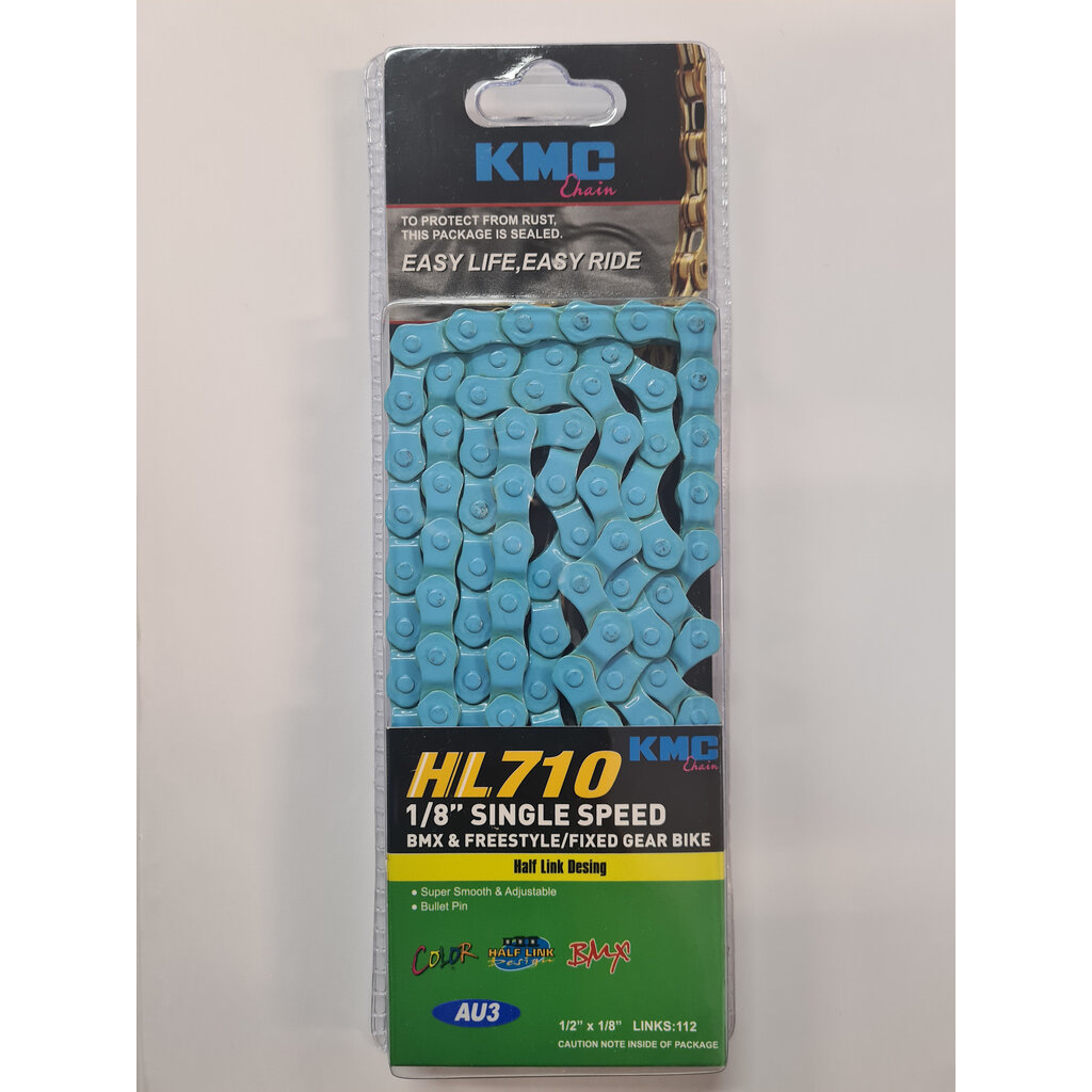 KMC KMC HL710 CHAIN Single Speed -w/Connect Pin, 112L - BLUE (Half Link Chain)