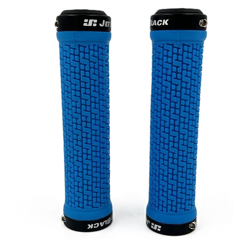 Jet Black JetBlack Pin Lock On Grips Blue/Black Rings