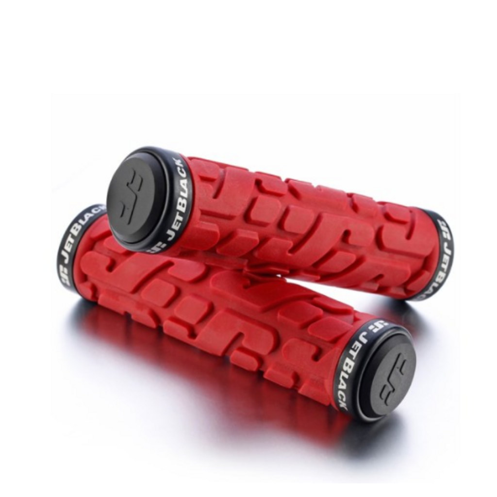 Jet Black JetBlack Rivet Lock On Grips Red/Black Rings