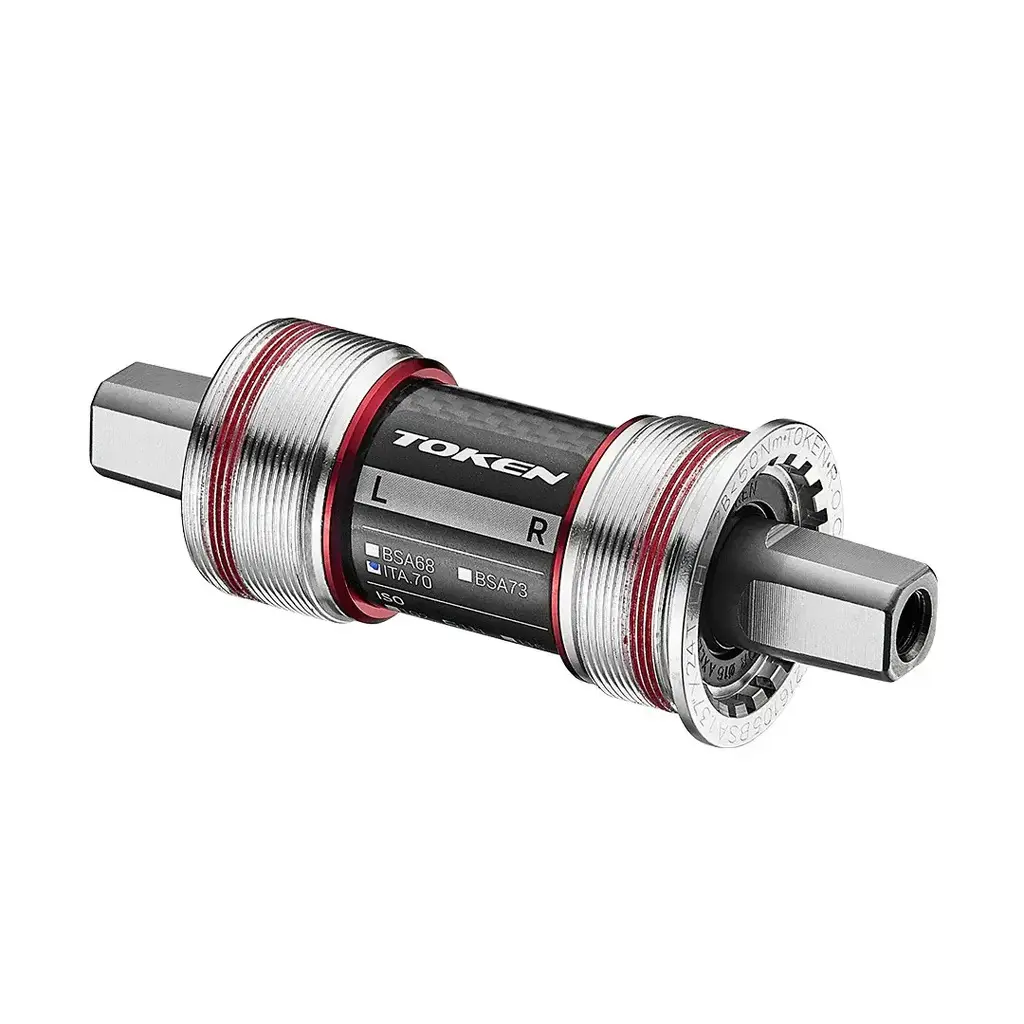 Token Token BSA Square Taper Bottom Bracket, 68mm, 107.5mm Cromo Axle, Premium Bearings, Silver