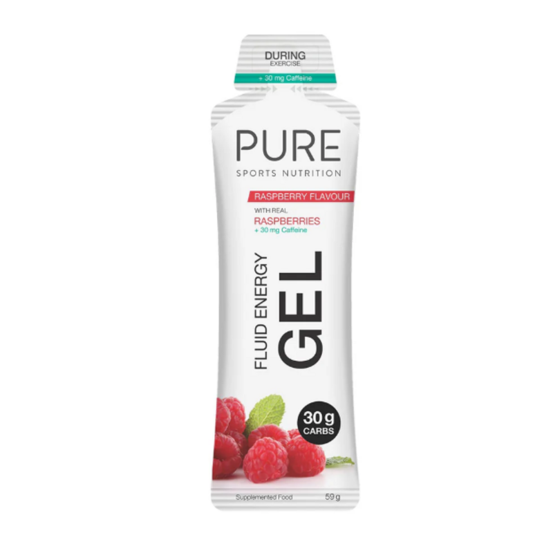 PURE Pure Fluid Energy Gel - Raspberries + 30mg Caffeine 59g (each)