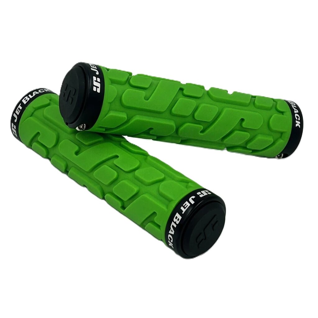 Jet Black JetBlack Pin Lock On Grips -Green/Black Rings