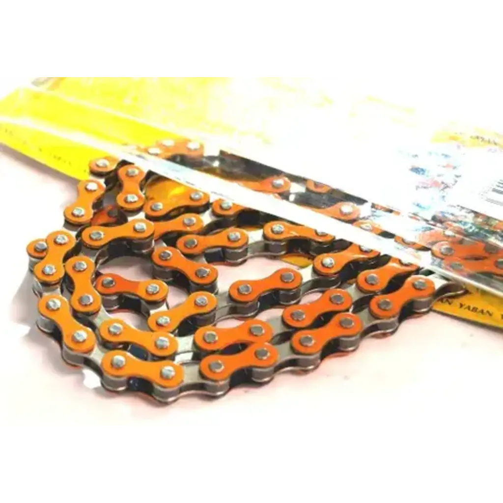 YBN CHAIN 1/2 x 1/8 x 112L, Single Speed, Nickel, ORANGE (YBN S-410)