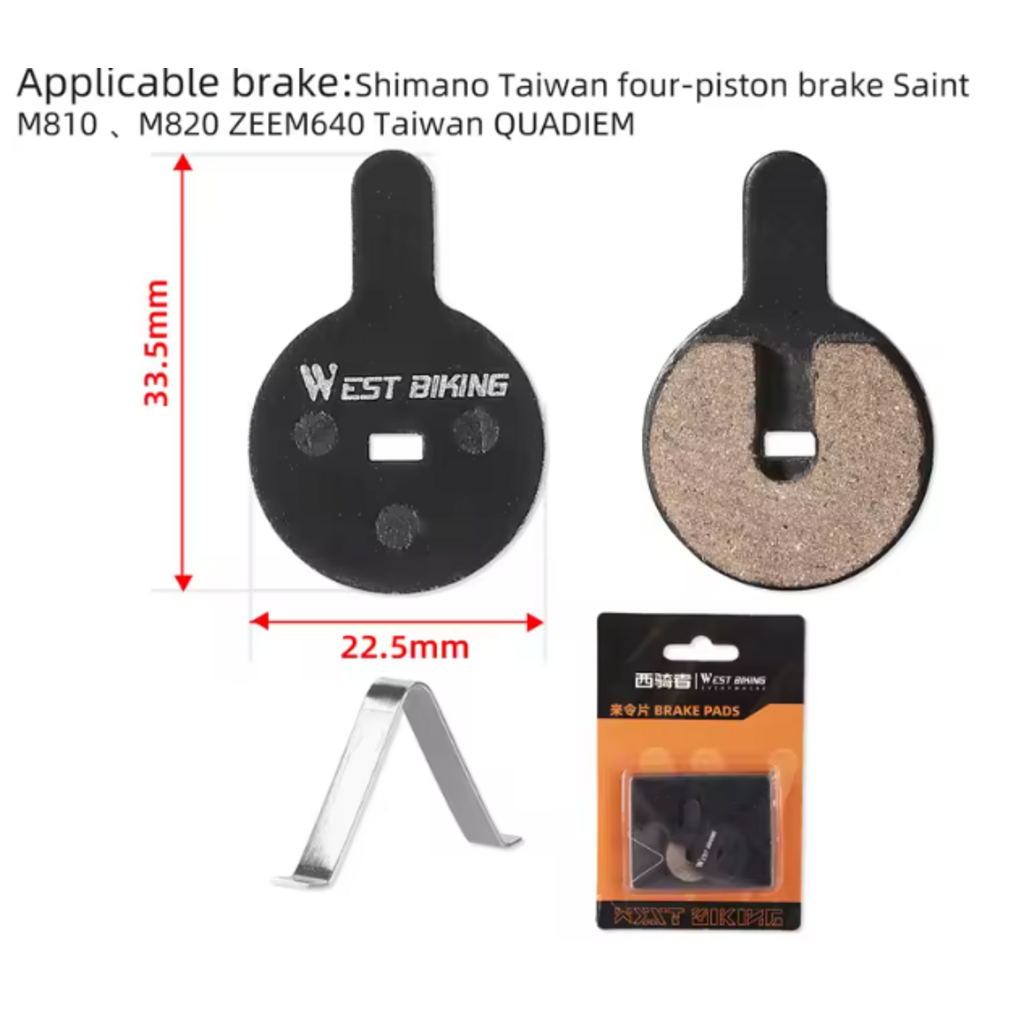 WEST BIKING Bicycle Disc Brake Pads Resin Semimetal - Shimano 4-piston