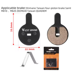 WEST BIKING Bicycle Disc Brake Pads Resin Semimetal - Shimano 4-piston