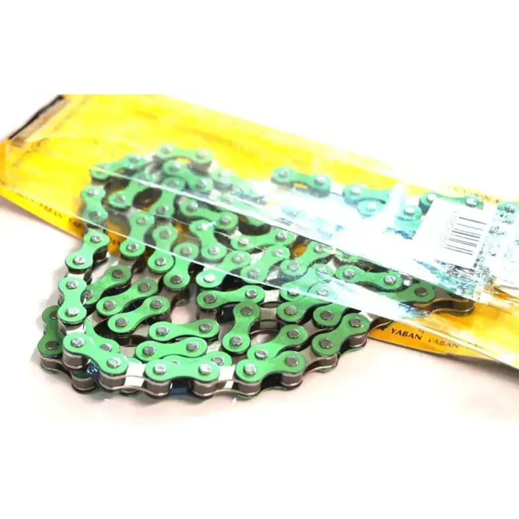 YBN CHAIN 1/2 x 1/8 x 112L, Single Speed, Nickel, GREEN (YBN S-410)