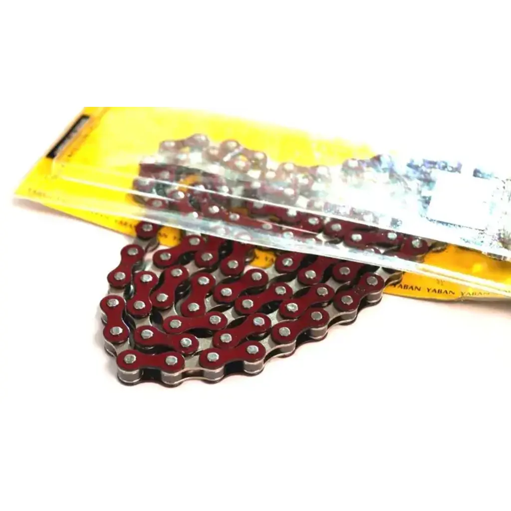YBN CHAIN 1/2 x 1/8 x 112L, Single Speed, Nickel, RED (YBN S-410)