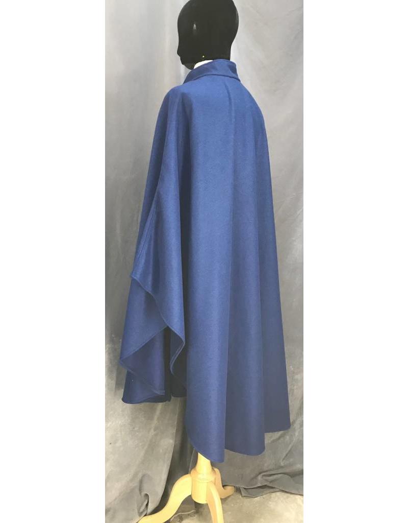Cloak and Dagger Creations 3864 -Blue Wool Shaped Shoulder Hoodless Ruana with Buttons