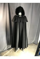 Cloakmakers.com 3912 - Black Cloak w/mantle, Black Velvet Hood Lining, Pewter Celtic Dragon Clasp