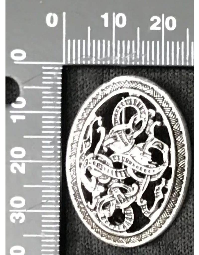 Pierced Dragon Viking Turtle Brooch- Antiqued Metal - Tiny