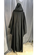 Cloak and Dagger Creations R447 - Black Wool Mage Robe, Pewter Vale Clasp