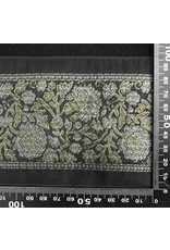 Cloak and Dagger Creations Detailed Floral Ribbon Trim, Wide - Gold and Silver on Black