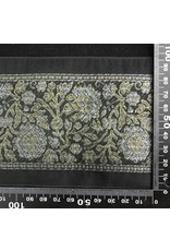 Cloakmakers.com Wide Detailed Floral Ribbon Trim, Wide - Gold and Silver on Black