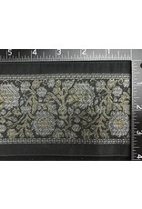 Cloakmakers.com Wide Detailed Floral Ribbon Trim, Wide - Gold and Silver on Black